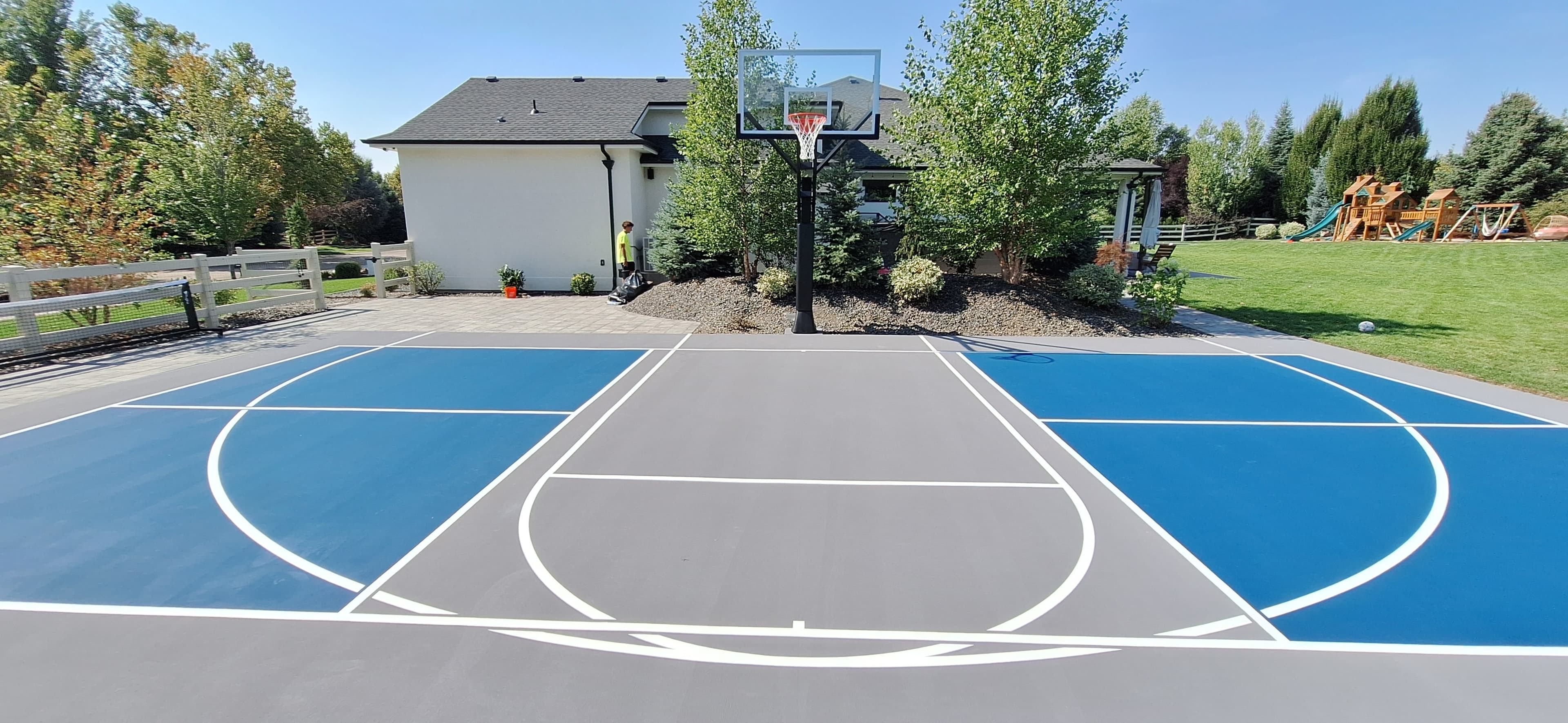 backyard pickleball basketball dual sport court construction