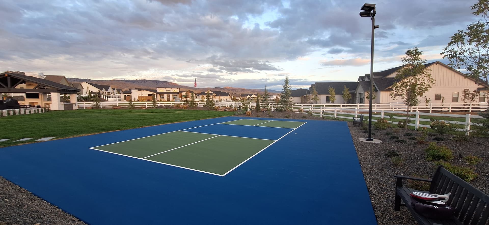 backyard pickleball court light surface finish