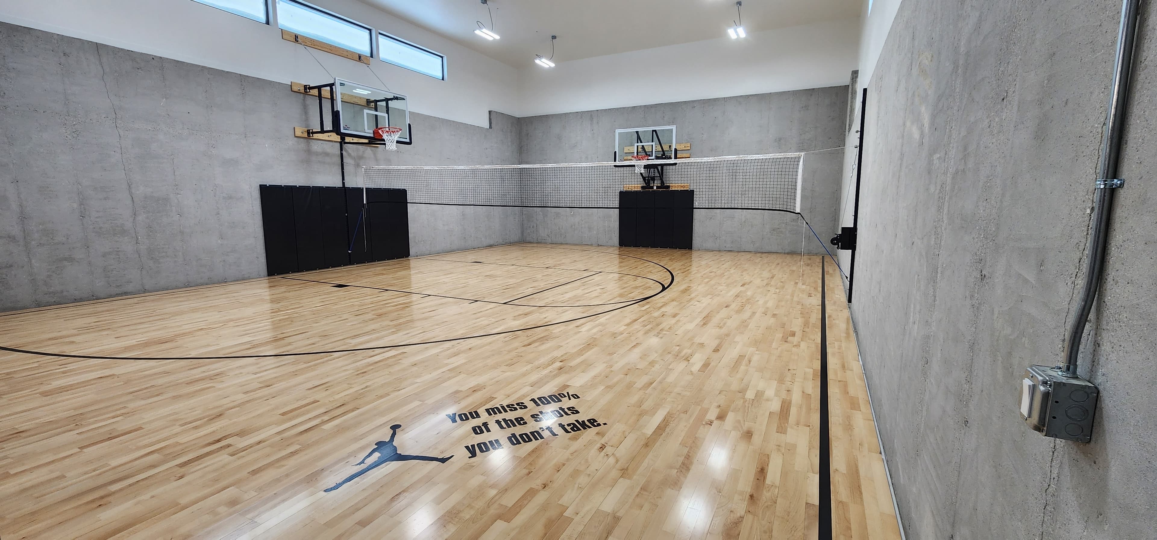 indoor hardwood basketball court hoops gym interior volleyball multi sport