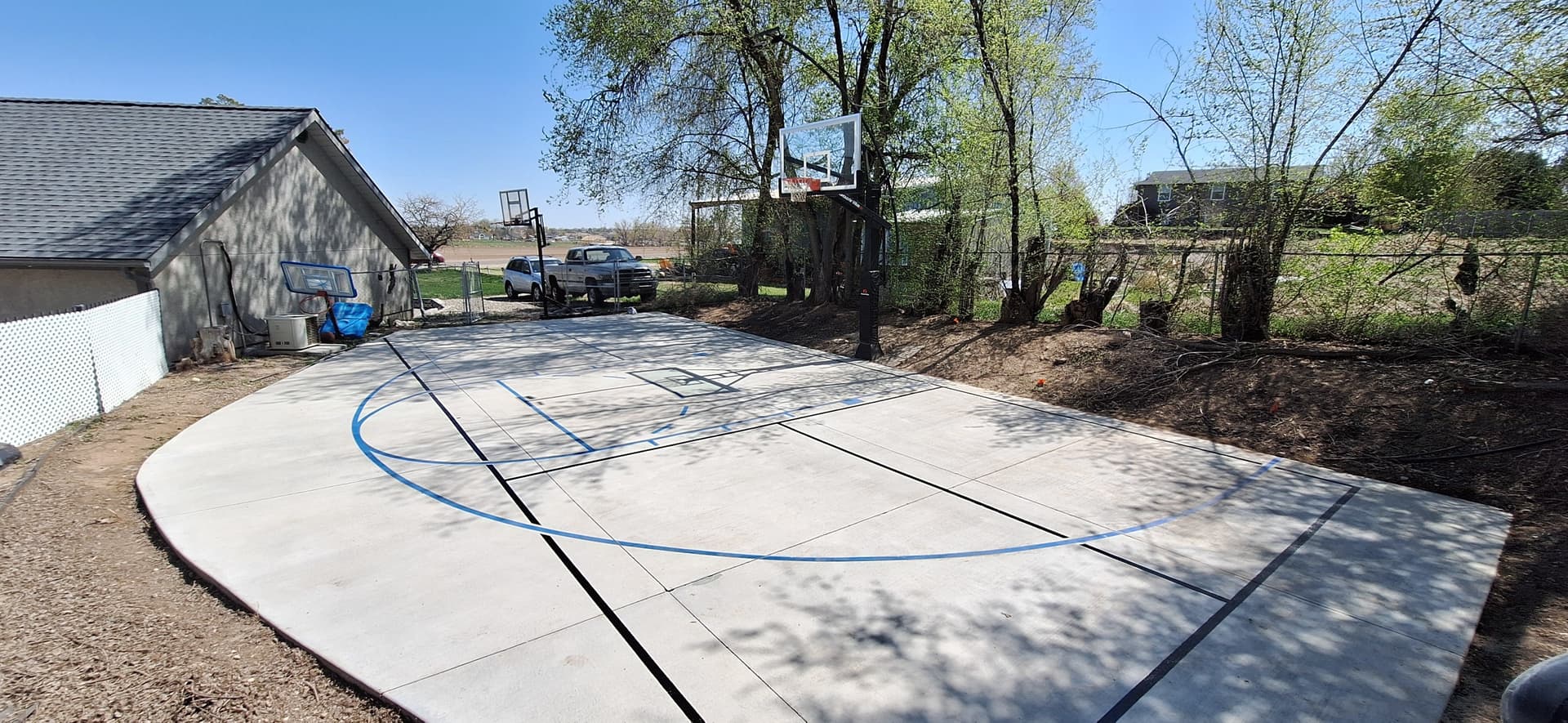 line paint pickleball basketball on concrete