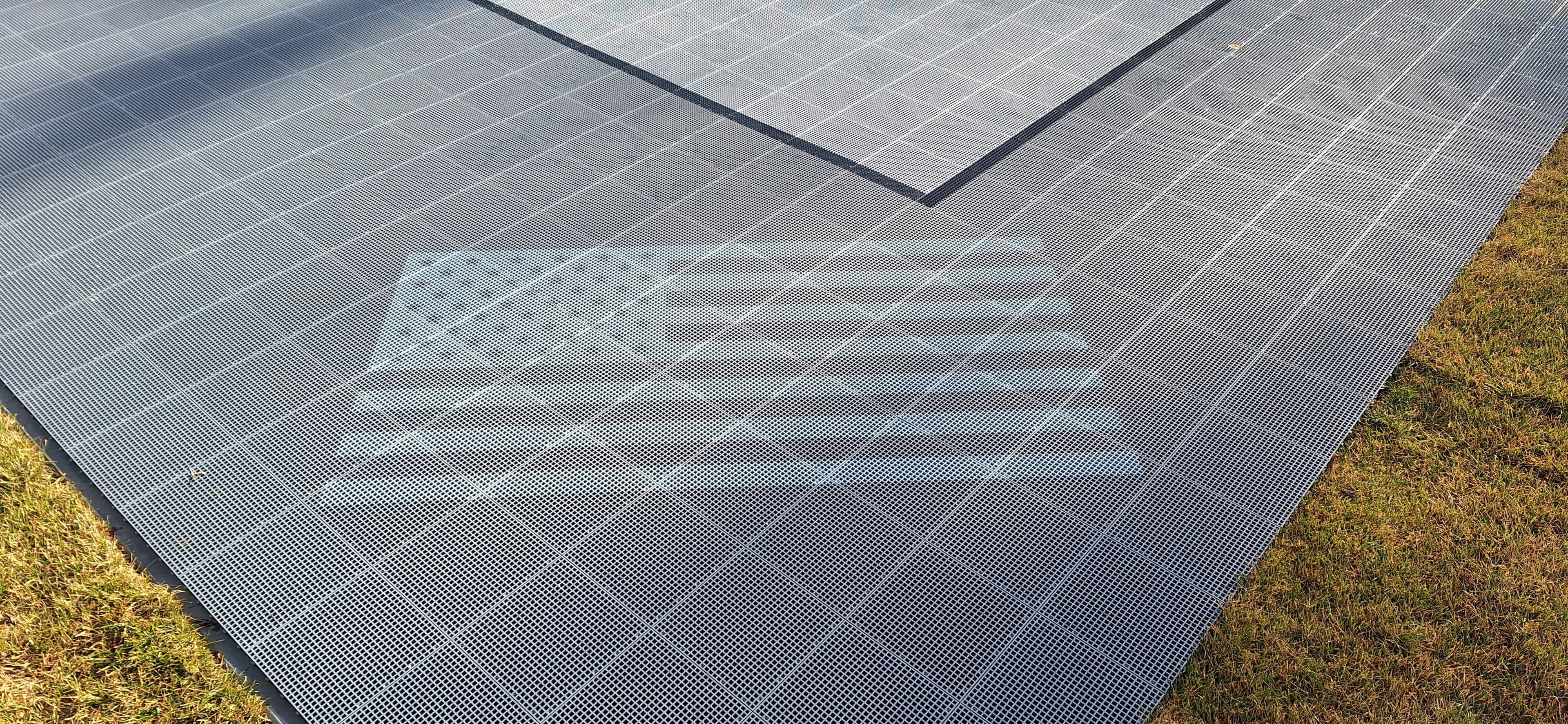 Custom logo modular court installation — Hatz Court Builders