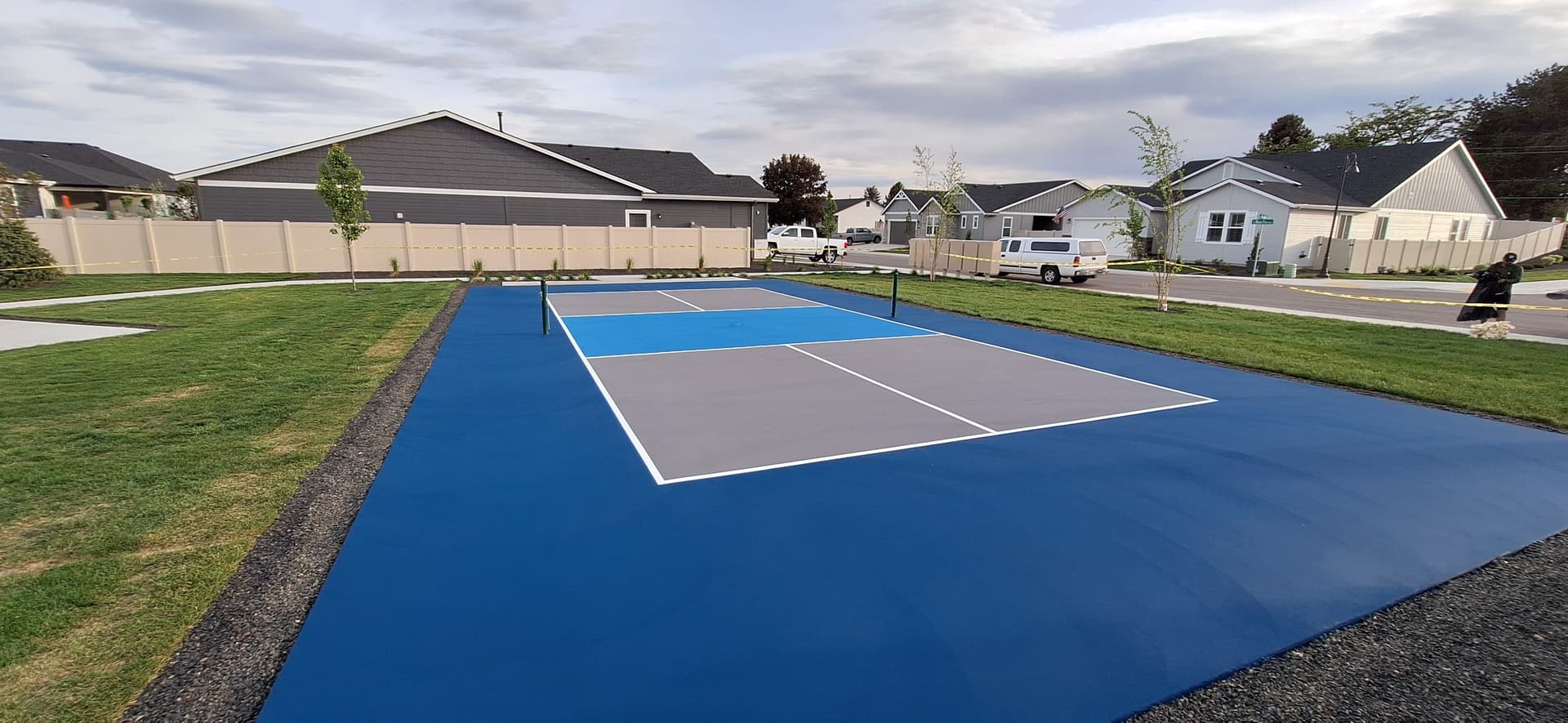 pickleball court hoa community blue gray