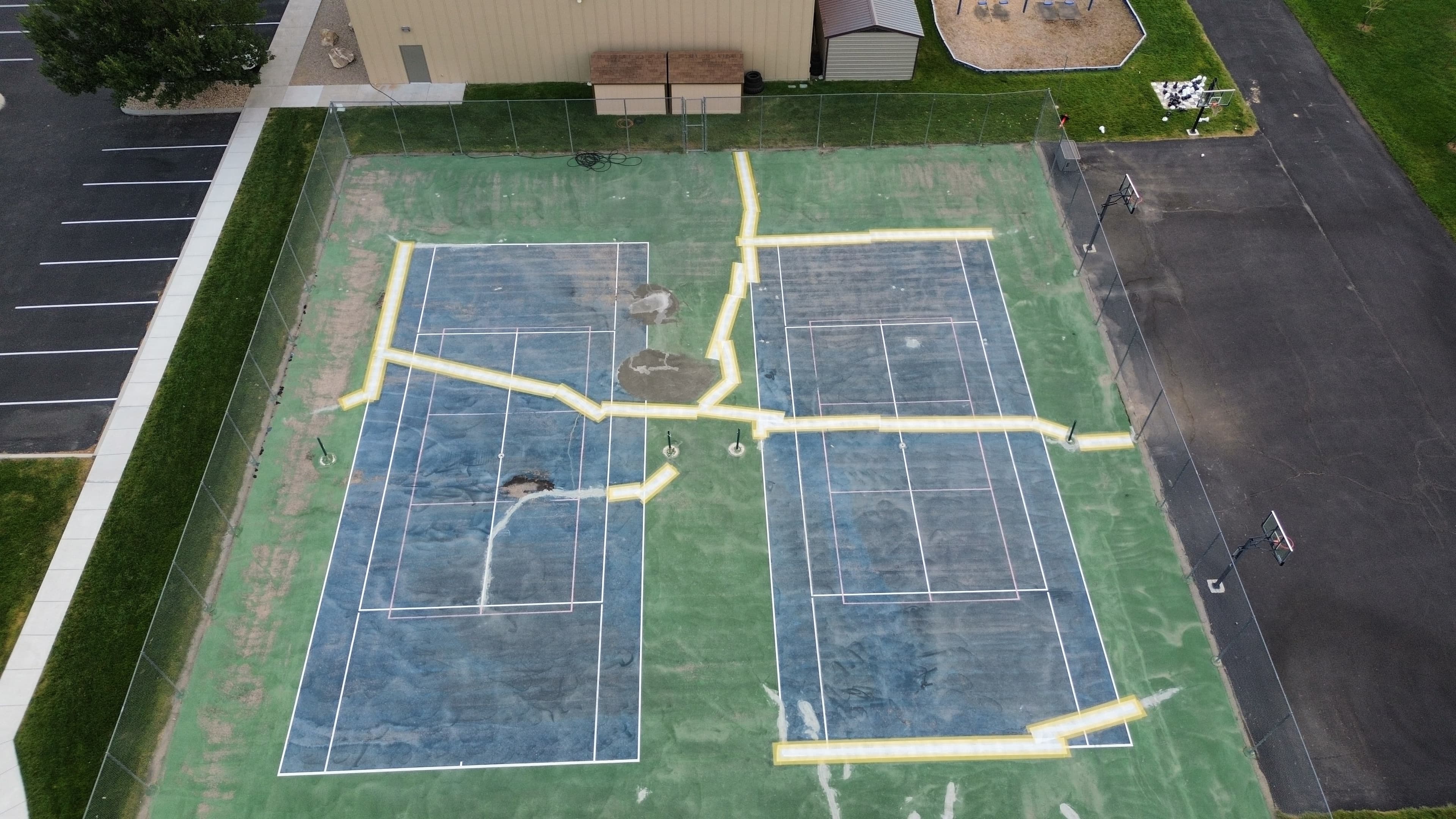 Tennis court crack repair and resurfacing — Hatz Court Builders