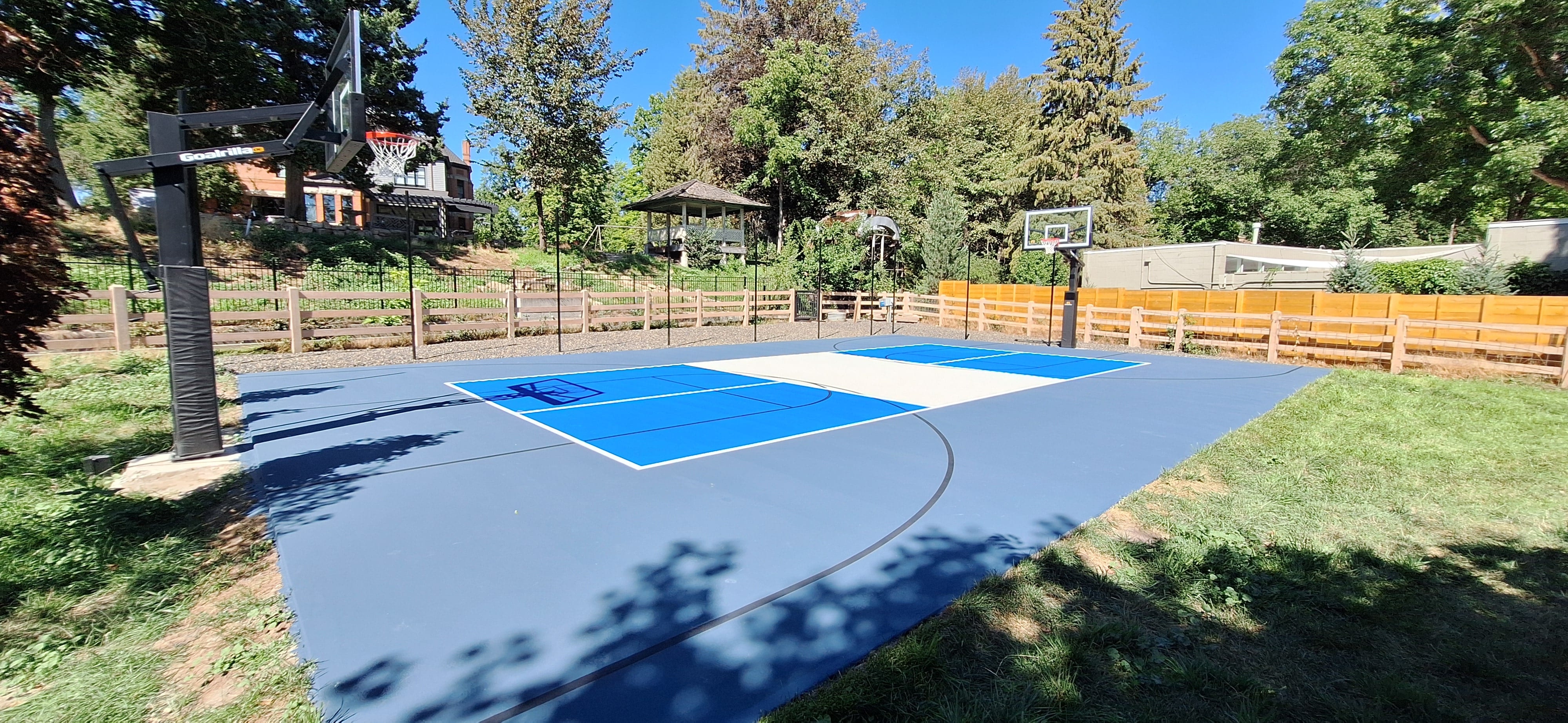 backyard multi sport pickleball basketball court