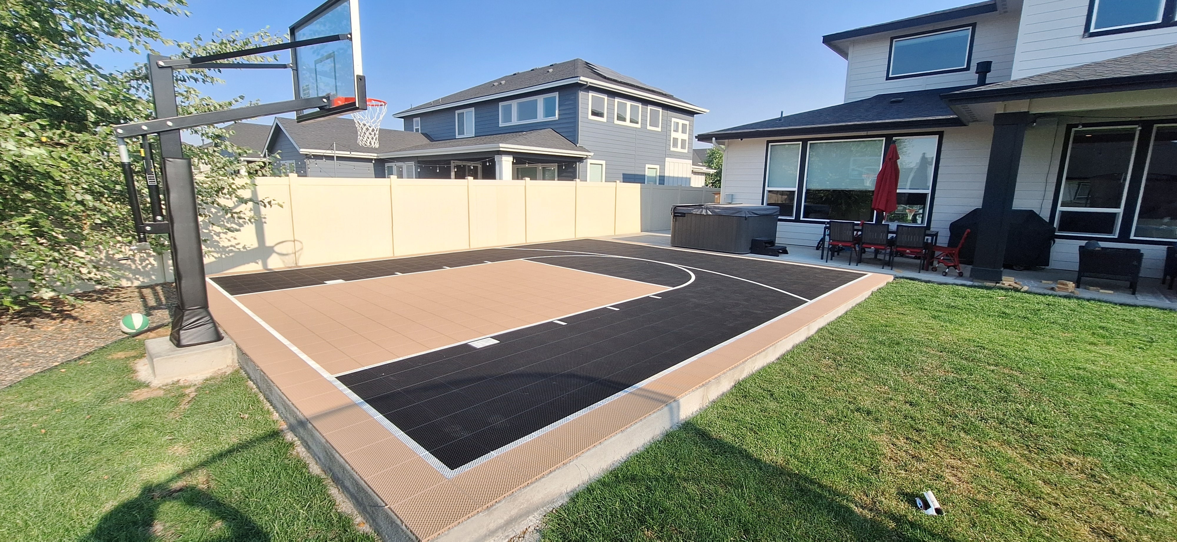 basketball tile court modular hoop goal